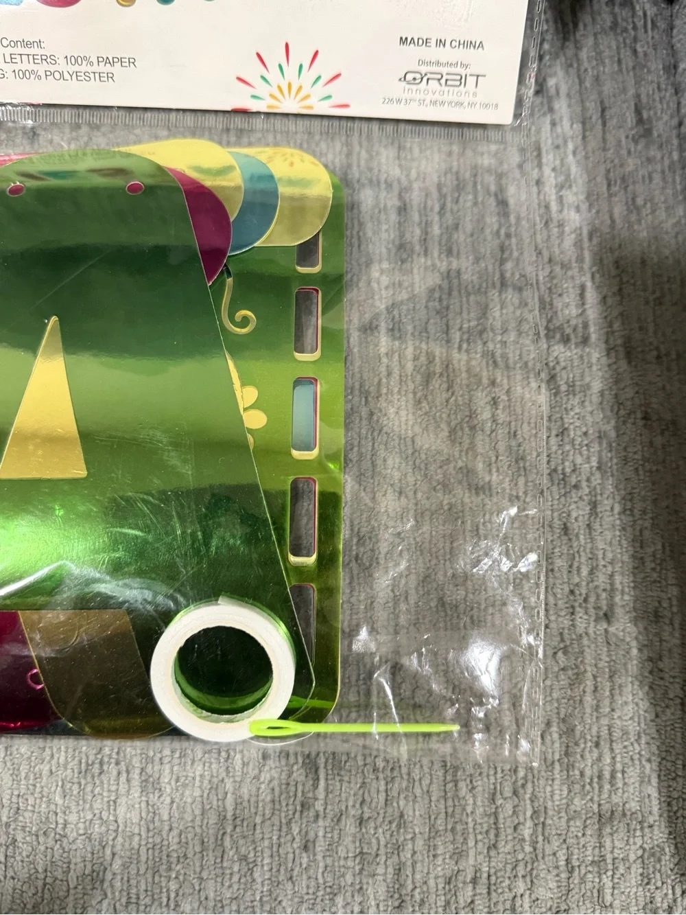 Fiesta Metallic Green and Pink Letter and flag Banner
